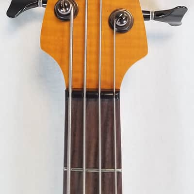 Yamaha TRBX604FM Flame Top 4 String Electric Bass, 3-Band Active EQ , Matte Amber image 8