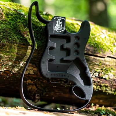 JGV3D | 3D Printed S-Style Guitar Body | One-Piece PLA+ | Fully Routed SSH | Right Handed | Black | Fully Hollow image 1