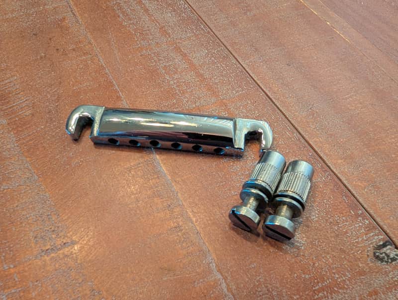 Unbranded Stop Bar Tailpiece With Stud Inserts And Adjusters Vintage Early 1970s Chrome image 1