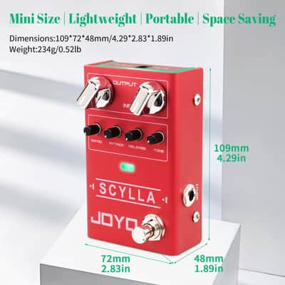 JOYO Bass Compressor Guitar Pedal, Optical Circuit with Attack/Release/Ratio/Tone Control & Bypass (SCYLLA R-27) image 6