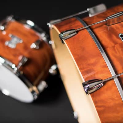 BONE Drums - maple drum set 22/16/12 , Curly Mahogany high gloss lacquer image 6
