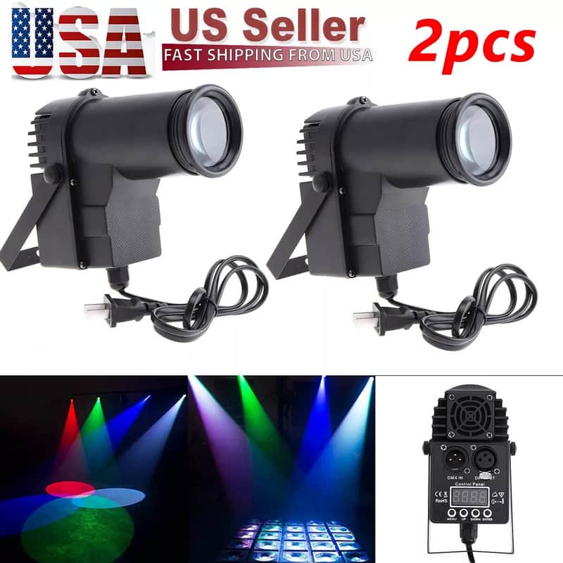 2PCS 50W RGBW LED Pinspot Lights | DMX Stage Lighting for Party, Disco, and DJ Shows image 1