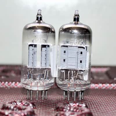 RCA 7025 12AX7 PERFECT MATCH PAIR SHORT PLATE HALO GETTER TEST NOS VINTAGE 1960's image 1