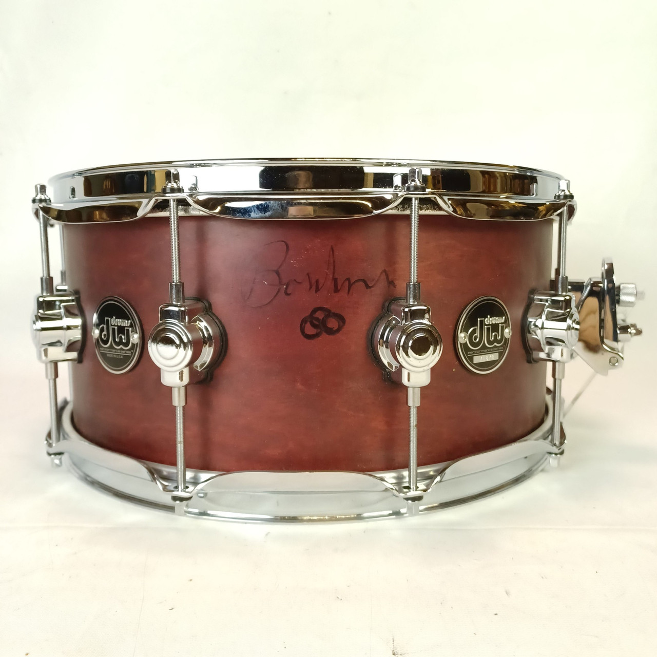 DW 6.5x14"Tobacco Stain Performance Series Snare Drum HVX 10Lug Workshop 3mm Rim — main photograph