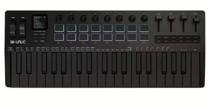 M-vave M-VAVE SMK-37 PRO, 37-Key Wireless MIDI Controller - Professional Velocity-Sensitive MIDI Keyboard with 16 RGB Drum Pads & 8 Knobs | Built-in Synthesizer, Arpeggiator & DAW Control Brand new just purchased image 1