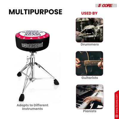 5 Core Drum Throne 4" Padded 23" Adjustable Drummer Stool Seat w Make America Great Again Insignia image 7