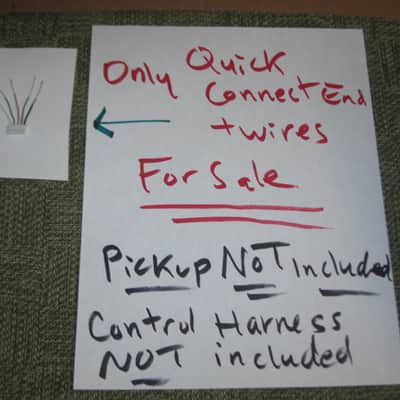 Epiphone Quick Connect End + 5 attached Thin Wires: white, green, red, black, bare, black - 5 pin hole connection (for 4 conductor pup) 2023 - QC End - white hard plastic, length of wires 1 & 1/2" - for 4 conductor pup (NO: pickup, control harness) image 1
