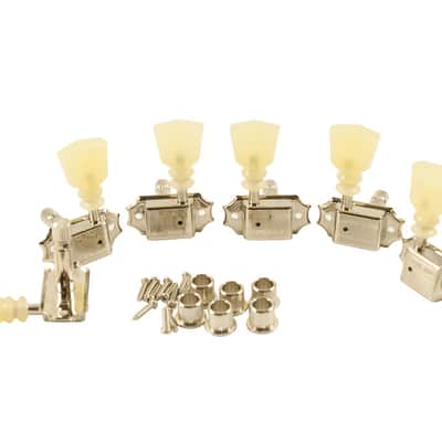 Kluson Trad Nickel 3x3 Locking Tuner with Pearloid Dbl ring button KDL-3-NPKDR