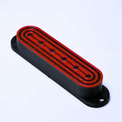 Custom Single Coil Pickup Covers (No Holes) Set of 3 - Black/ Red-Deco image 1