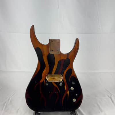 Unbranded Custom Strat Style Single Humbucker Electric Guitar Body - Flame Etched Top image 1