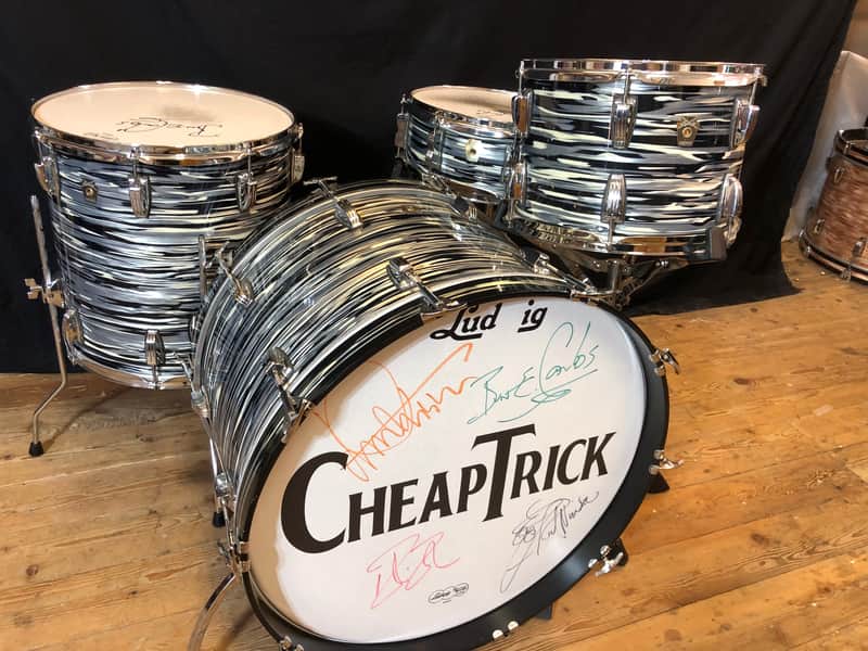 Bun E. Carlos’s Cheap Trick Signed, Sgt. Pepper, Ludwig, Zildjian 2007 Black Oyster Maple Classic. image 1