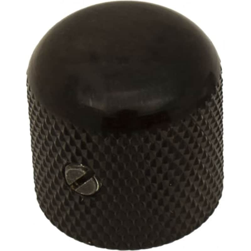 Black Knob - Gotoh, Dome, set screw, knurled for grip, 1/4” Solid Shaft image 1