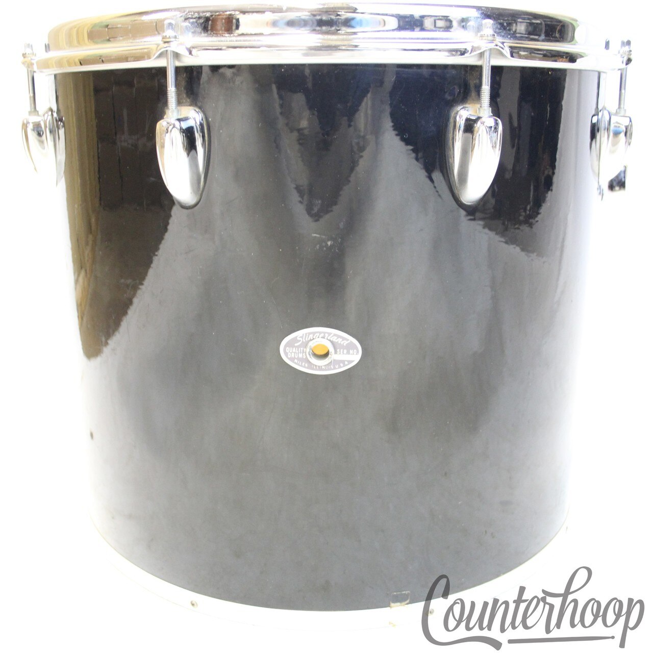 Slingerland 16x14" Concert Floor Tom Drum Black Beauty Wrap Birdseye Maple 80s — main photograph