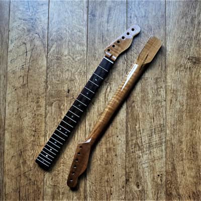 Telecaster Rosewood and Roasted Flame Maple Guitar Neck Gloss 21 Fret Jumbo with Abalone Markers image 2