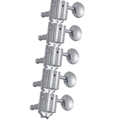 Grover 136C6 Vintage Deluxe, Chrome Tuning Machines 6 In-Line, Oval Metal Button image 2