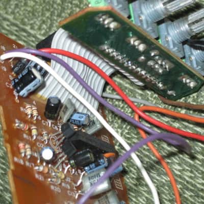 NOT working / For Repair / For parts / AS IS used Boss OS-2 CIRCUIT BOARD with circuit board components and INPUT, OUTPUT, & power jacks (NO: casing, LED, switch, bottom plate, knobs, nuts washers, screws & missing some wires) from around 2007 image 19