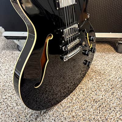 D'Angelico Premier DC Semi-Hollow Double Cutaway with Stop-Bar Tailpiece, Pau Ferro Fretboard 2023 - Present - Black Flake image 5