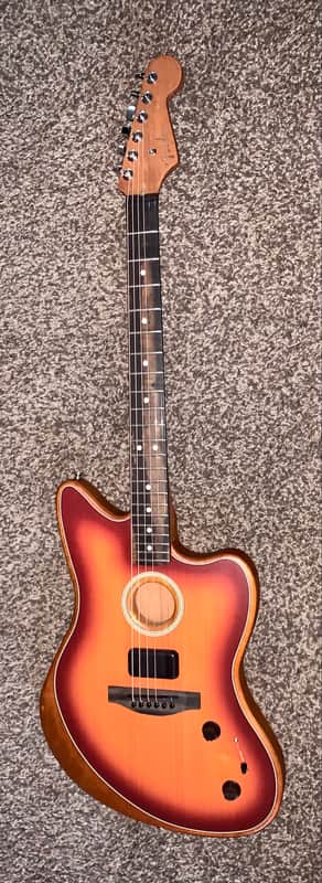 2021 Fender American Acoustasonic Series Jazzmaster electric acoustic guitar made in the usa sunburst image 1