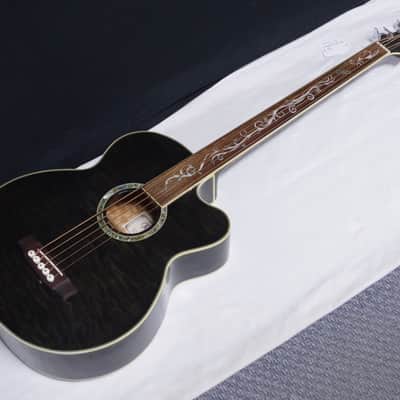 MICHAEL KELLY Dragonfly 5-string FRETLESS acoustic electric BASS guitar Trans Black w/Case - Used image 3