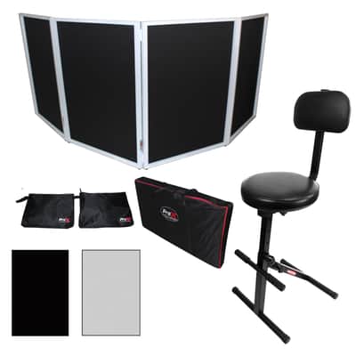 ProX White Aluminum 4-Panel DJ Scrim Facade Frontboard w/ Travel Bag + Chair image 1