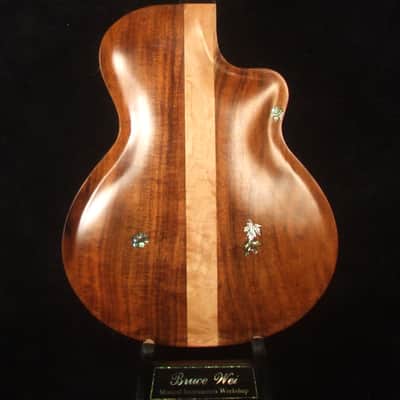 Handcrafted Left-handed 4 String Tenor Guitar, Solid Hawaiian Koa, Acacia ARCH-BACK Cutaway , Vine Inlay, Soft-bag, Bruce Wei TG-2055 image 2