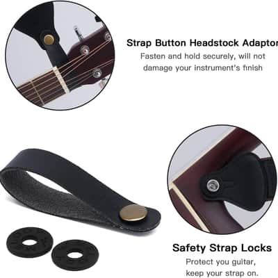 Guitar Strap, Soft Cotton Straps With 3 Pick Holders, Strap Button Headstock Adaptor, 1 Pair Locks and 3 Picks Set For electric/Acoustic Guitar image 3