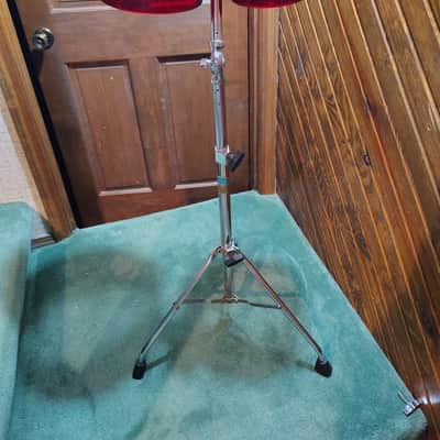 Ludwig Vistalite 6" & 8" Concert Toms with Stand 1970's - Red Acrylic image 1