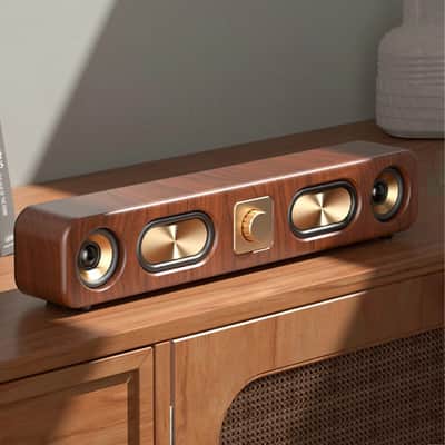 Vintage Wireless Bluetooth Studio Sound Bar – Stereo Speaker with Rich Bass for Music Production & Playback image 4