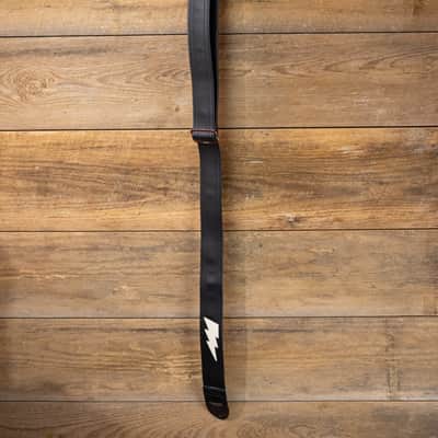 Couch Guitar Strap A026A Lightning Bolt - Black with White Bolt image 2