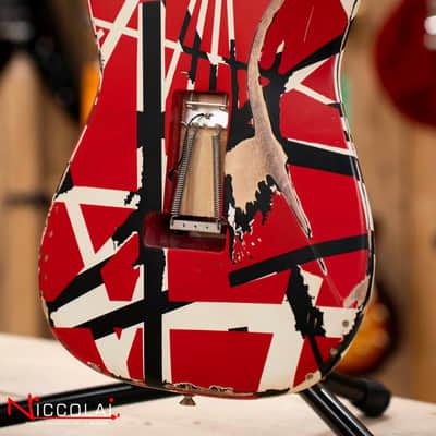 EVH Striped Series Frankenstein Frankie, Maple Fingerboard, Red with Black Stripes Relic image 21