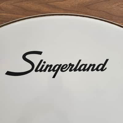 NOS Slingerland Ambassador Smooth White 30" Bass Drum Head Cursive Logo 1960s image 2