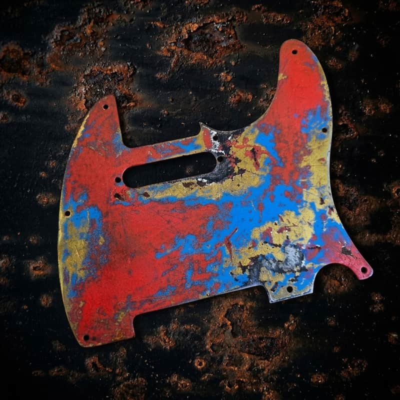 TELECASTER 8 holes pickguard - Steel rust ultra relic blue red color image 1