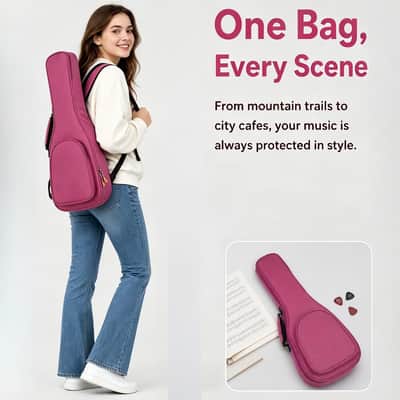 Ukulele Case - 15MM Heavy Sponge Padding, Waterproof, Dustproof, Shockproof Bag for Concert, Soprano, Tenor Ukuleles image 2