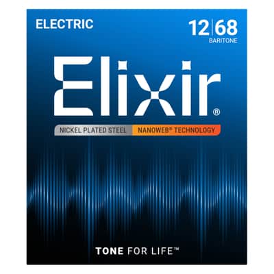 Elixir Electric Guitar Strings, NANOWEB, Baritone (.012-.068) image 1