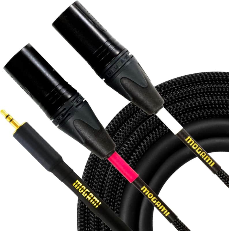 Mogami Gold Stereo Audio Y-Adapter Cable – 3.5mm TRS Plug to Dual XLR Male, Straight Gold-Contact Connectors image 1