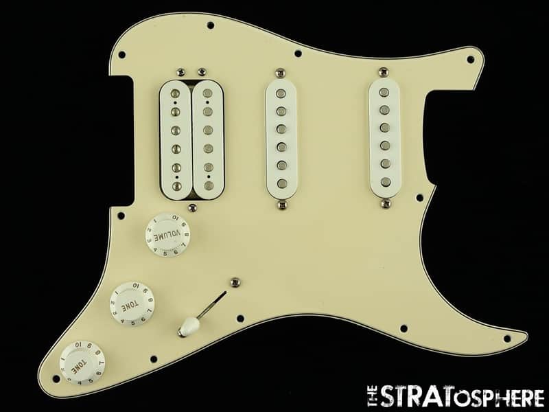 USED Fender MIM Strat HSS LOADED PICKGUARD Aged White image 1