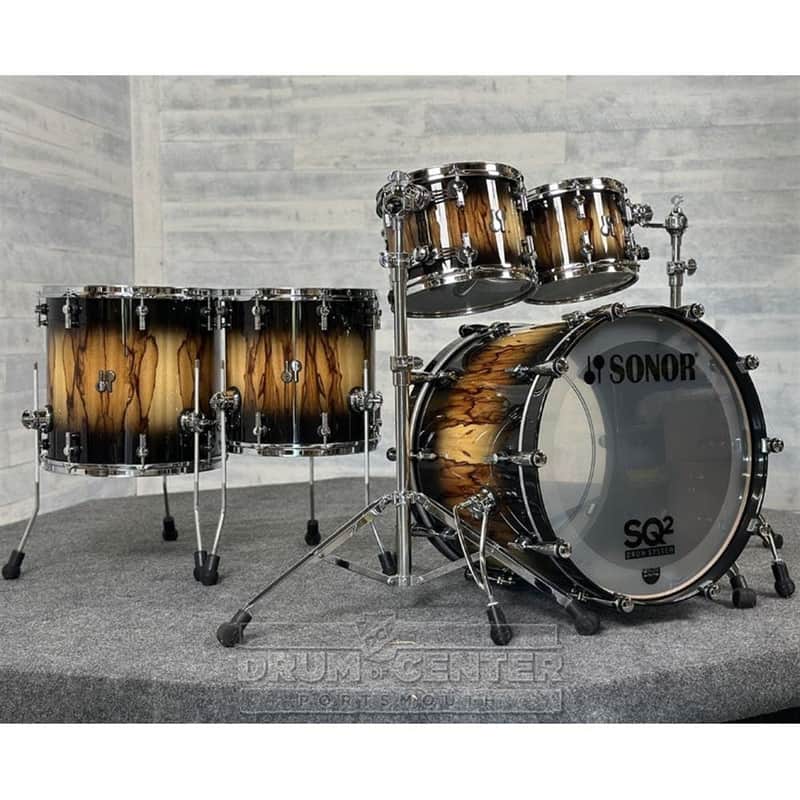 Sonor SQ2 Beech 5pc Drum Set Black Burst over African Marble Gloss image 1
