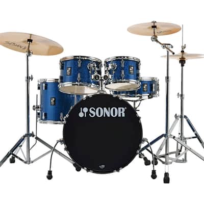 Sonor AQX Studio Drum Set w/ Hardware & Cymbals - Blue Ocean Sparkle image 1