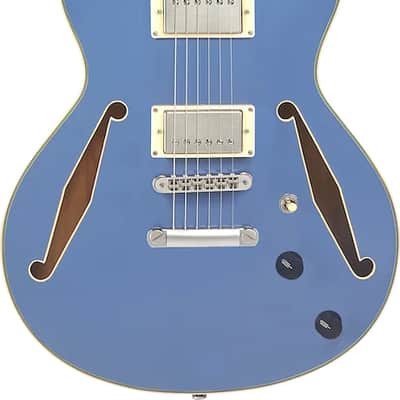 D'Angelico Excel Mini DC Tour Semi-hollowbody Electric Guitar - Slate Blue image 1