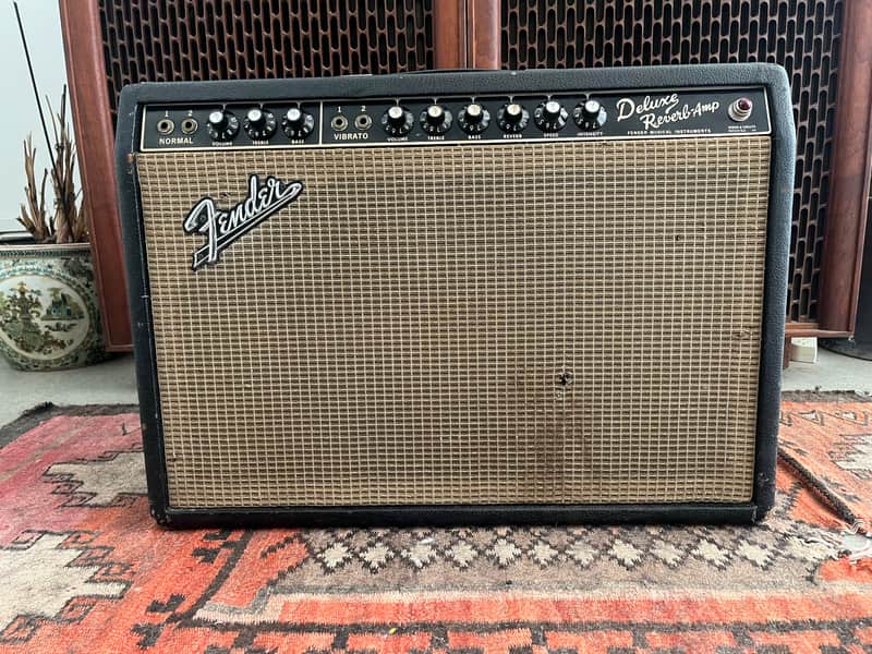 Vintage 1965 Fender USA Deluxe Reverb '60s Blackface Combo Tube Electric Guitar Amp 1960s image 1