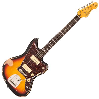 Vintage V65 ICON Vibrato Electric Guitar ~ Distressed Tobacco Sunburst image 3