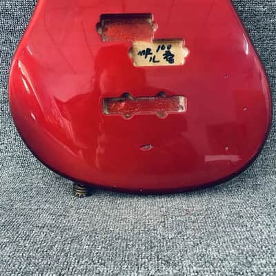 Red Mini 4 String Bass Basswood Body image 3