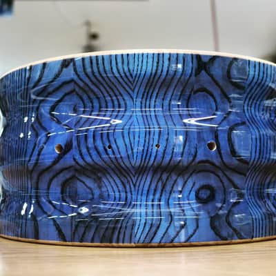 HHG Drums 14x7- 32mm Thick Contoured Ash Stave Snare(This Shell Completed With Your Choice Of Hardware) 2021 Electric Blue High Gloss Lacquer image 7