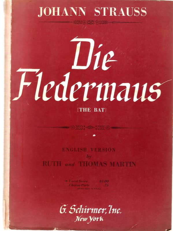 Johann Strauss Die Fledermaus-THE BAT- Musical-Operetta- English Version- Printed in U.S.A 1951 Vintage Music Sheet image 1