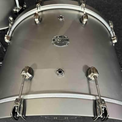 ~WOW!~ Mapex Saturn Evolution Maple/Walnut Hybrid 6-Piece 8/10/12/14/16/22 Drum Kit Set in Gun Metal Grey Lacquer with Black Nickel Hardware image 10