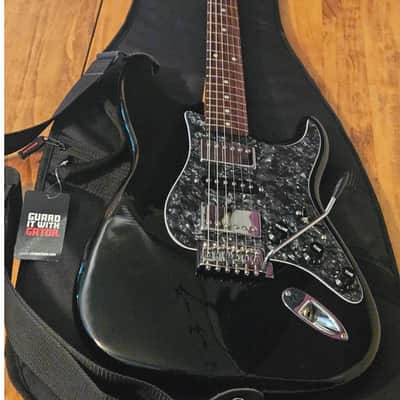 Squier Upgraded Black HSH Parts Caster, Gator case, strap, tech set up image 5