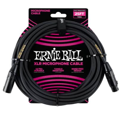 Ernie Ball 25ft  Male/Female XLR Mic Cable, Black P06073