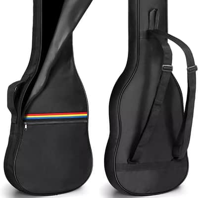Electric Guitar Gig Bag | Soft Padded Heavy-Duty Case with Shoulder Straps & Utility Pocket | Black with Rainbow Accents image 1