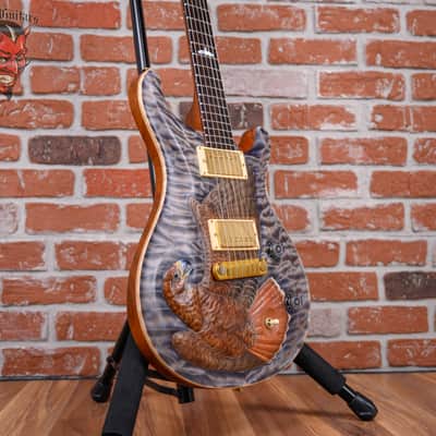 PRS Private Stock#6702 Custom 22 Quilted Maple Top with Floyd Sholz Hand Carved “Red Tail Hawk” in Satin Purple Mist 2018 w/OHSC image 6