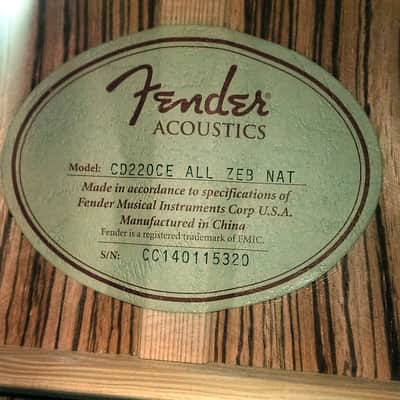 Fender CD-220CE All Zebrano 6-string Acoustic-Electric Guitar, Mahogany, Fishman image 4